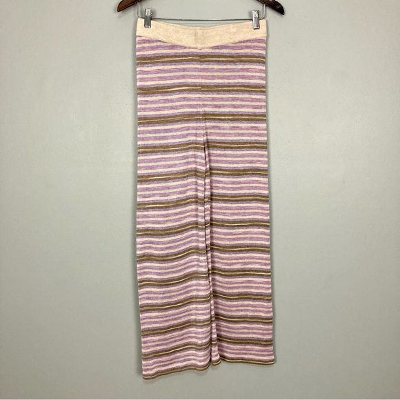 One Grey Day Knit Lounge Pants Women’s Size S Luxury Pull On Wide Leg Stripes - Picture 1 of 8